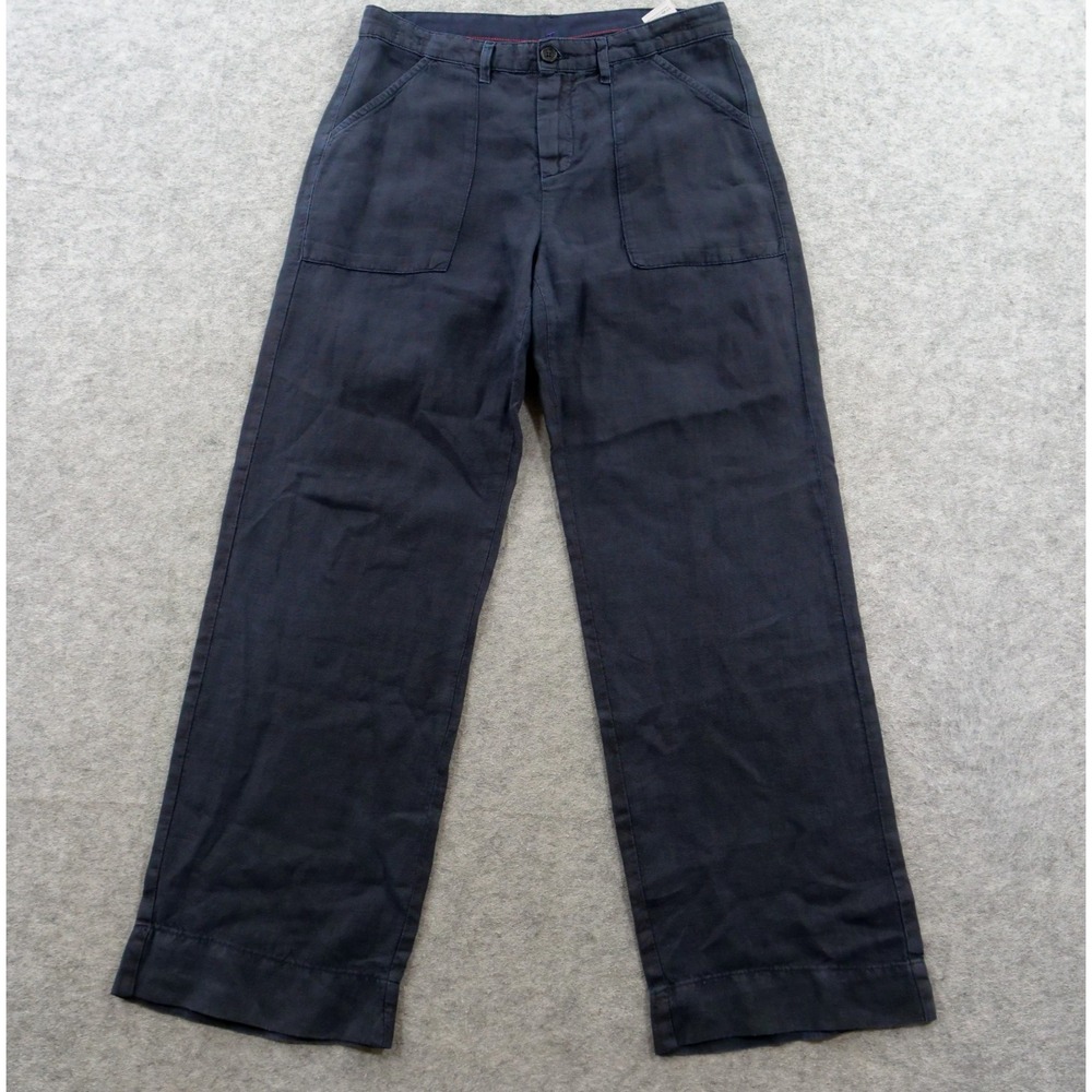Massimo Alba Pants Womens 44 Medium Blue Linen Wide Leg Trousers Italy